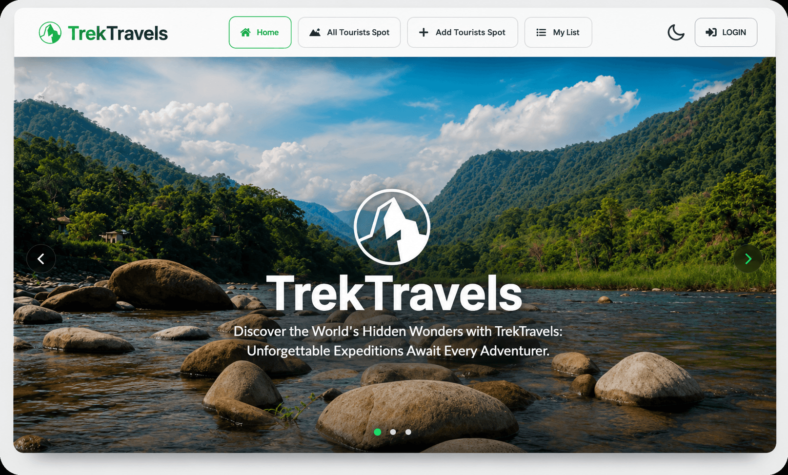 TrekTravels screen